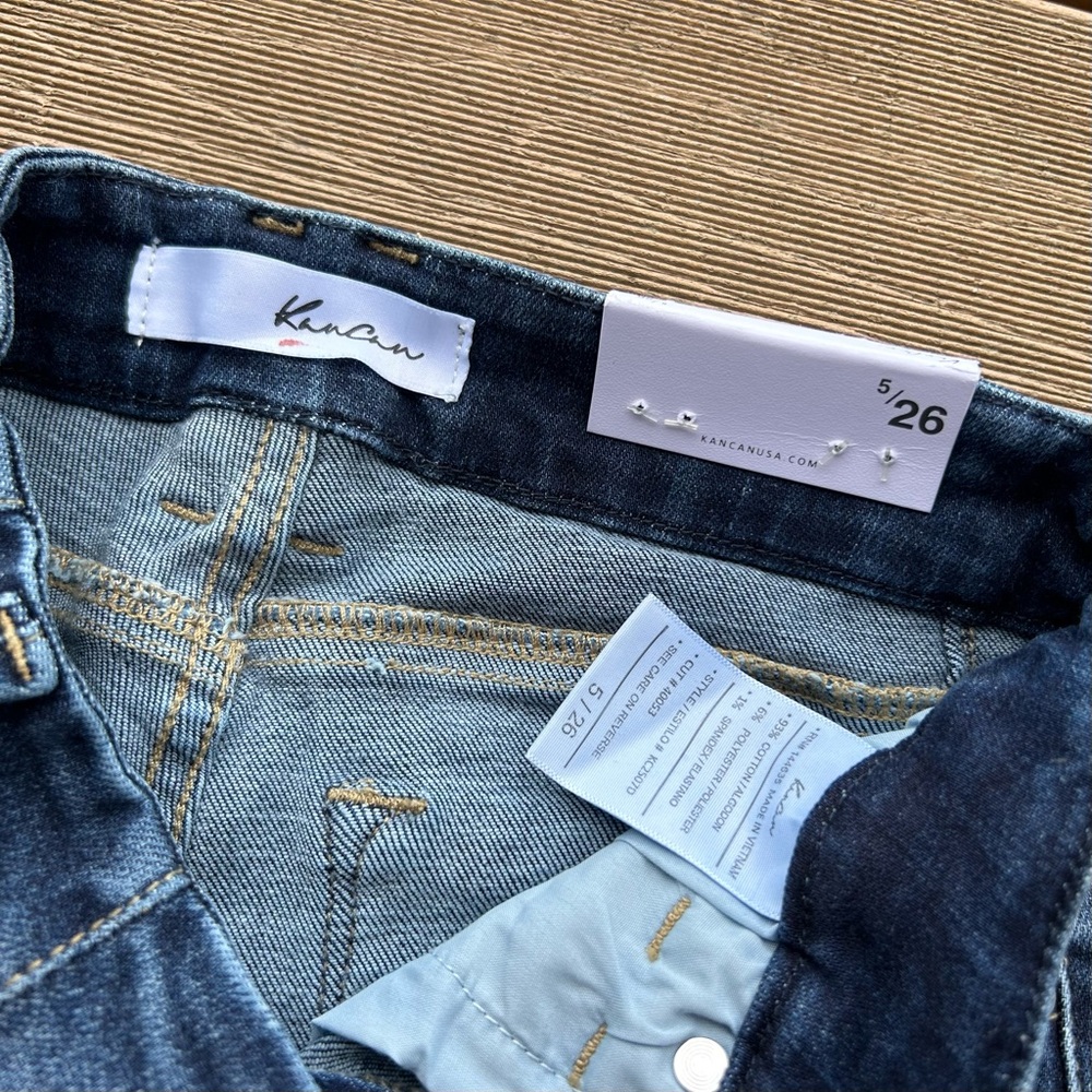 KanCan Blue Mid Rise Distressed Skinny Jeans Size 5 / 26 Ankle Short Length NEW - Picture 8 of 12